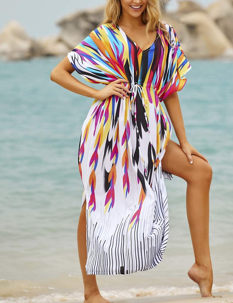 Eddoyee Loose Beach Kaftan Dresses for Women Caftan Swimsuit Cover Up - Image 2